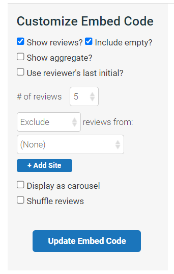 How do I customize the Review Stream embeddable widget?